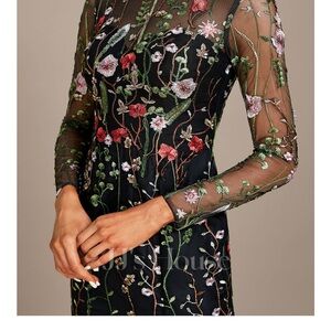 Elegant Floral Embroidered Long Sleeve Dress